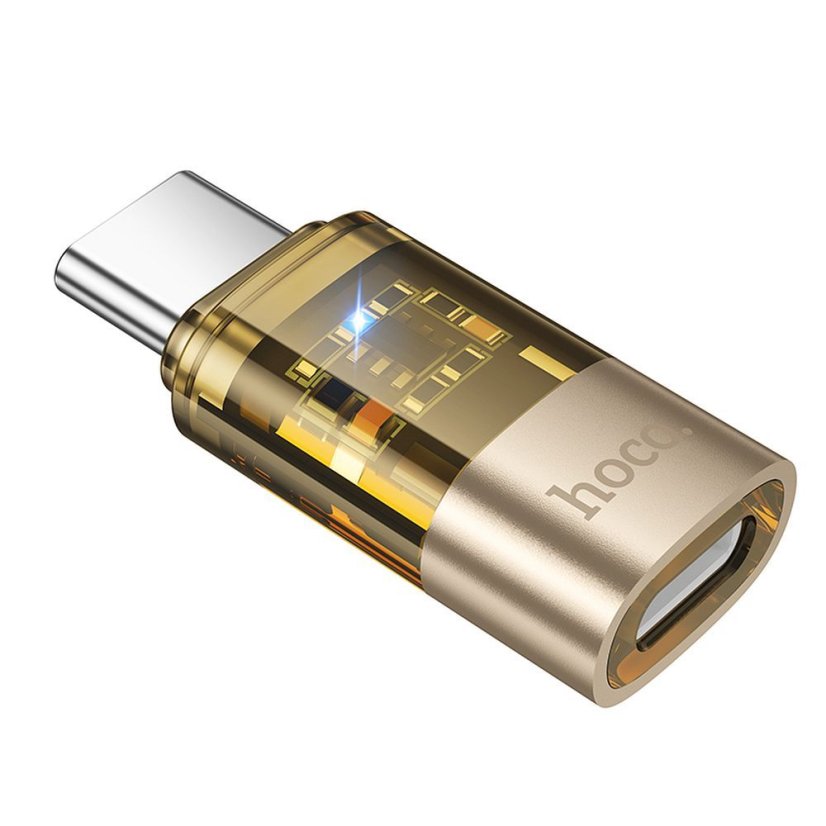 Adapter USB C to Lightning Hoco Ua36D Priesvitný Gold