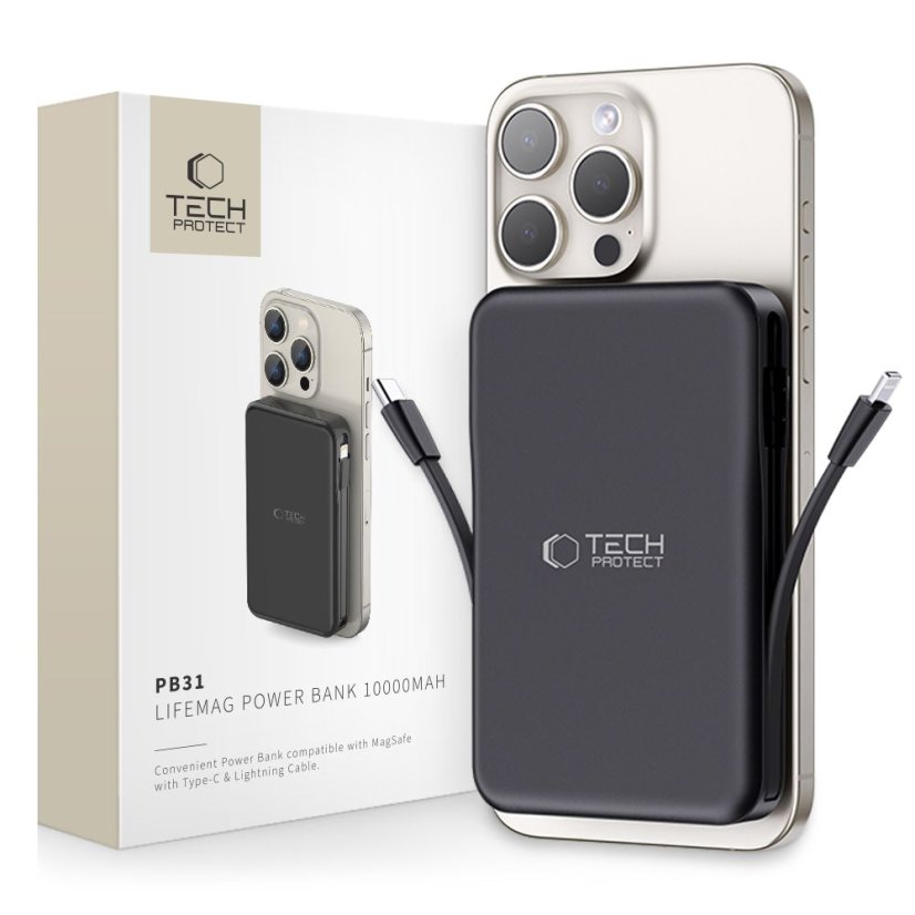 Externá batéria Tech-Protect Pb31 Lifemag Magsafe Power Bank 10000Mah Black