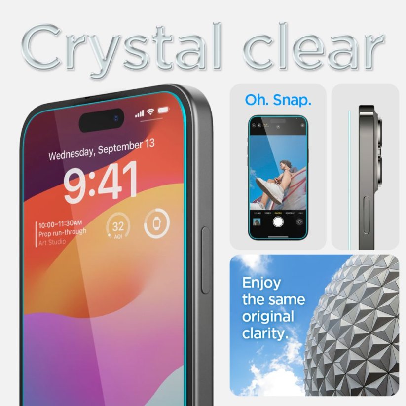 Ochranné tvrdené sklo Spigen Glas.Tr ”Ez Fit” 2-Pack iPhone 15 Clear