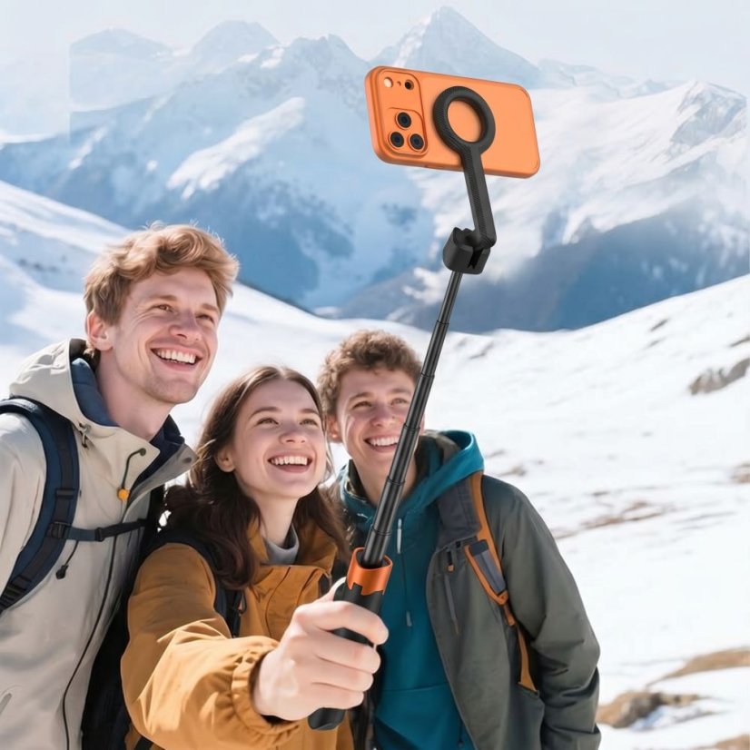 Selfie tyč Tech-Protect L10S Magsafe Bluetooth Selfie Stick Tripod Black/Orange