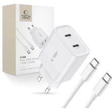 Nabíjačka do siete Tech-Protect C20W 2-Port Network Charger PD 20W + Type-C Cable White