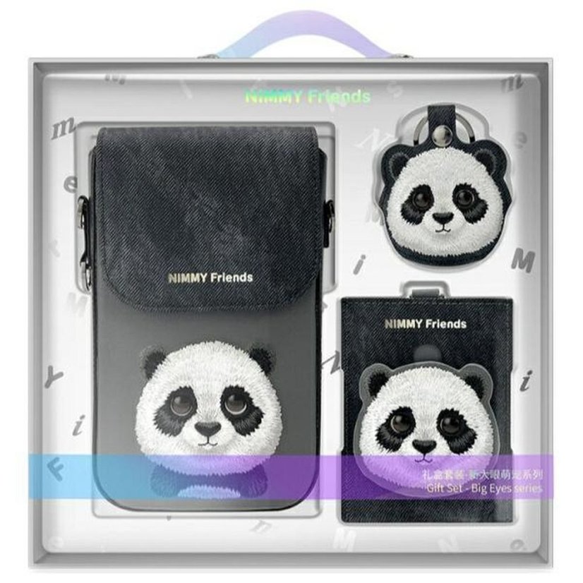Kryt Nimmy Set 3v1 Phone Bag + Wallet + Gps Cover Big Eyed Pet 2.0 Panda Black