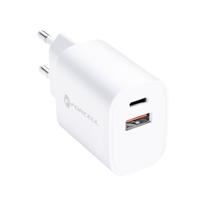 Phone Charger Forcell F-Energy USB C + USB A Qc4.0 Pd 3A 30W Tfk-Tc-30Wpd White