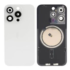 Apple iPhone 15 Pro - Náhradné zadné sklo housingu so sklíčkom kamery a MagSafe (White Titanium)