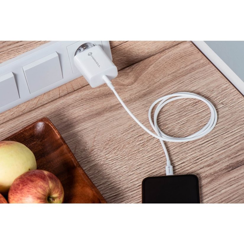 Kábel Phone Charger Forcell F-Energy USB C Qc4.0 Pd 3A 20W + Cable USB C to Lightning Tfk-Tc-20Wpd White