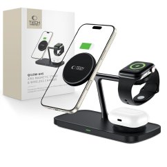Bezdrôtová nabíjačka Tech-Protect Qi15W-A45 3v1 Magnetic Magsafe Wireless Charger Black