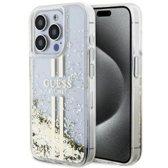 Kryt Original Faceplate Case Guess Guhcp15Xlfcsegt iPhone 15 Pro Max (Liquid Glitter Gold Stripes / Priesvitný)
