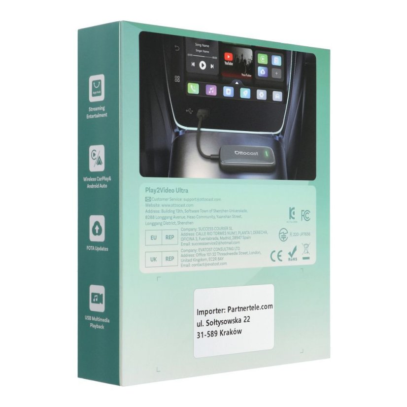 Wireless Car Adapter Ottocast Play2Video Ca515-T Black