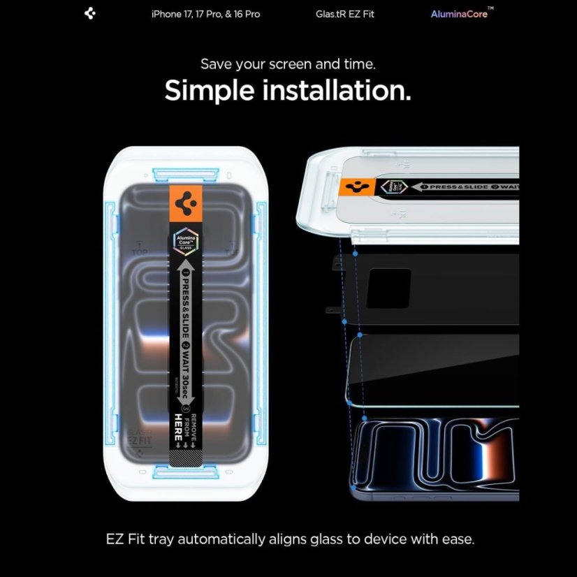 edzett védőüveg Spigen Glas.Tr "Ez Fit Ac" 2-Pack iPhone 16 Pro / 17 / 17 Pro átlátszó