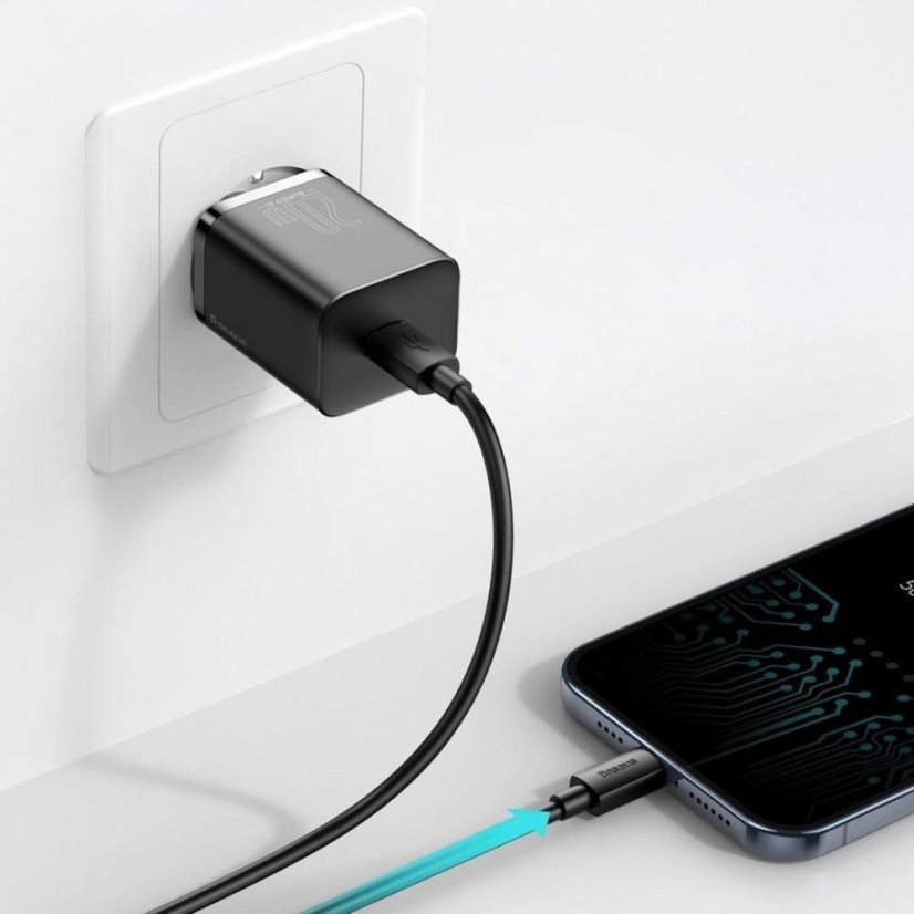 Sieťová nabíjačka na mobil a tablet Baseus Super Si Network Charger PD20W + Lightning Cable Black