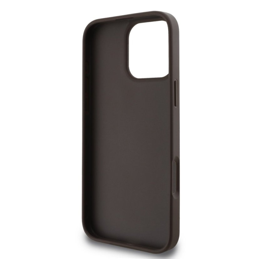 Guess PU 4G Metal Logo zadný kryt pre iPhone 16 Pro Max Brown