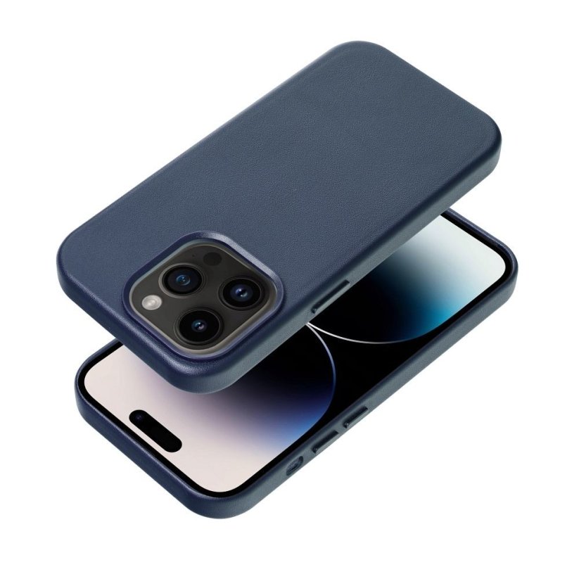 Kožený kryt - Mag Cover  iPhone 13 Pro Max modrý