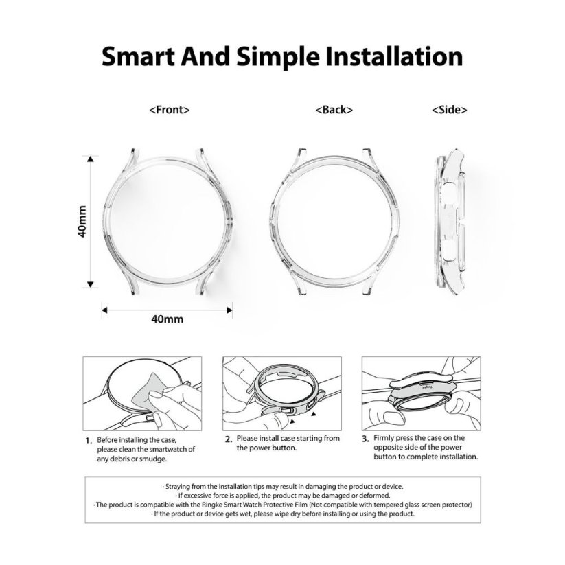 Kryt Ringke Slim 2-Pack Samsung Galaxy Watch 4 44 mm Clear & Black