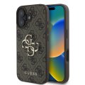 Guess PU 4G Metal Logo zadný kryt pre iPhone 16 Brown