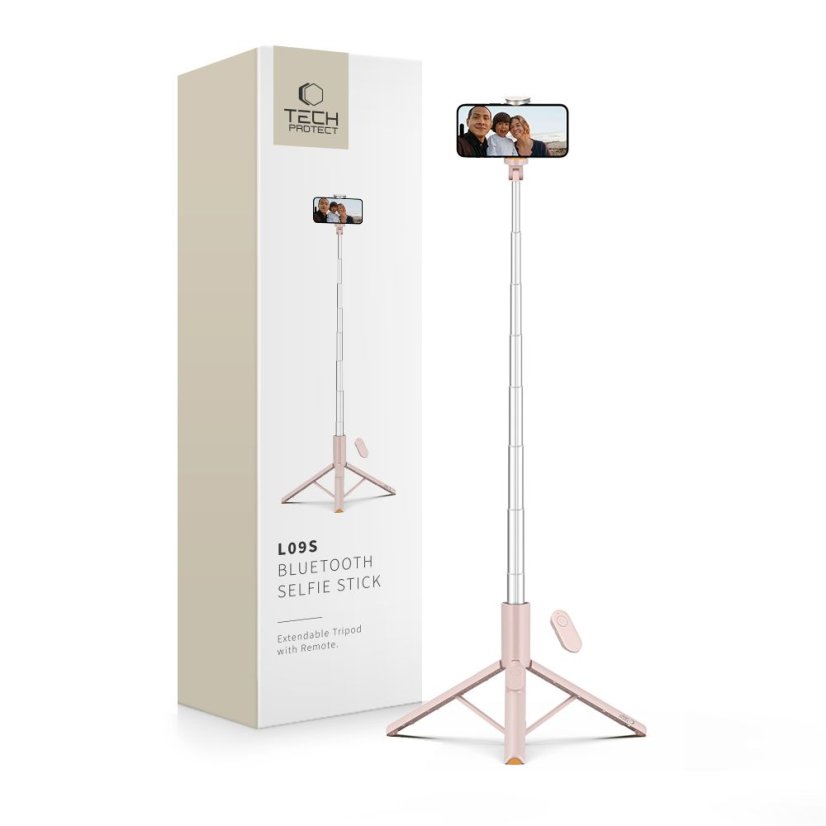 Selfie tyč Tech-Protect L09S Bluetooth Selfie Stick Tripod Pink
