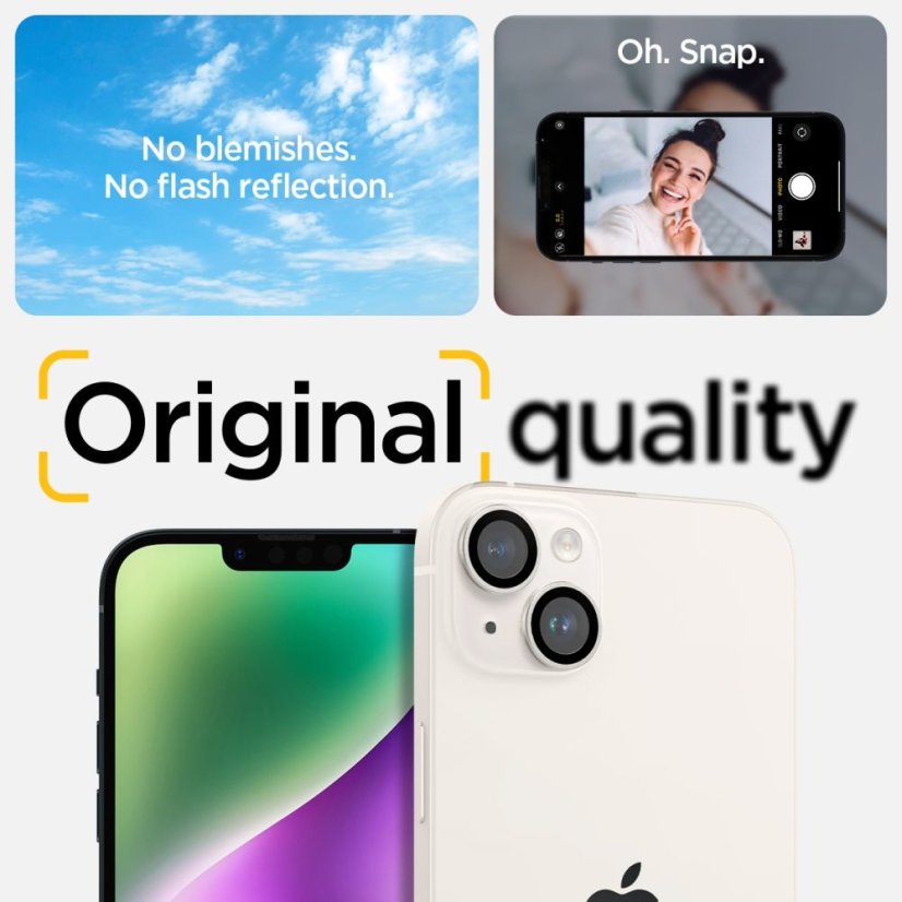 Ochranné sklo zadnej kamery Spigen Optik.Tr ”Ez Fit” Camera Protector 2-Pack iPhone 14 / 14 Plus / 15 / 15 Plus Starlight