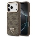 Guess PU Leather 4G Strass Triangle Logo Gold Frame MagSafe zadný kryt pre iPhone 17 Pro Brown