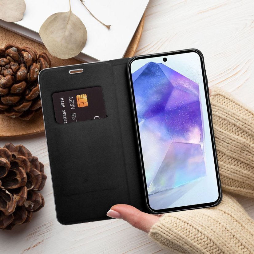 Kryt Flip Case Huawei P Smart 2019 Luna Book Carbon Black