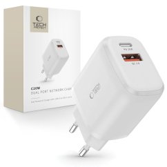 Nabíjačka do siete Tech-Protect C20W 2-Port Network Charger PD20W/QC3.0 White