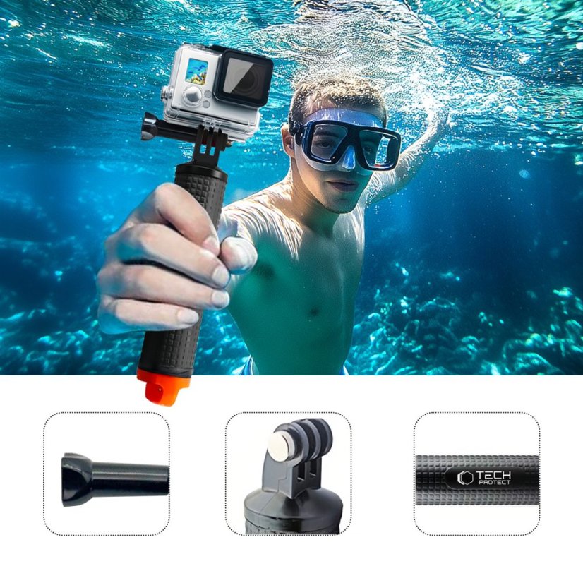 Tech-Protect Ga100 lebegő kézi markolat Gopro / Dji Black