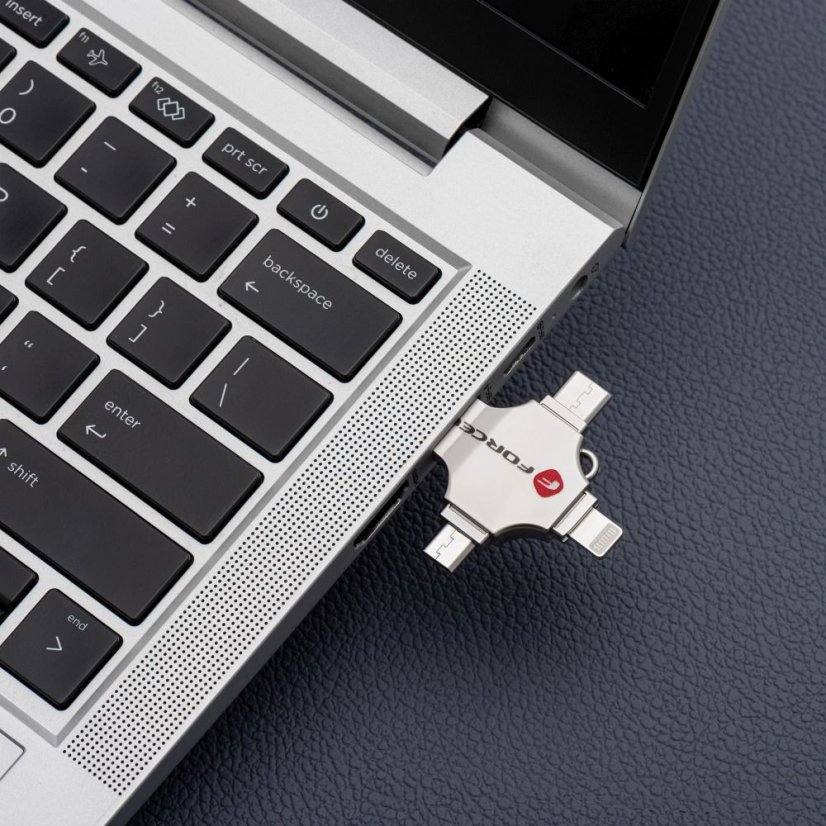 Pamäťová karta Pendrive 16Gb USB 3.2 Gen 1 (USB A / USB C / Lightning / Micro USB) Forcell F-Data Metal Quad Silver