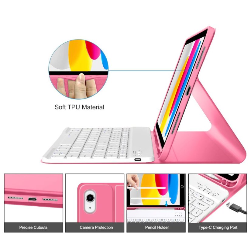 Kryt Tech-Protect SC Pen + Keyboard iPad 10.9” 10 / 2022 / 11” 11 / 2025 Magenta