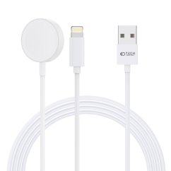 Kábel Tech-Protect Ultraboost 2v1 Magnetic Charging Cable & Lightning 150cm Apple Watch White