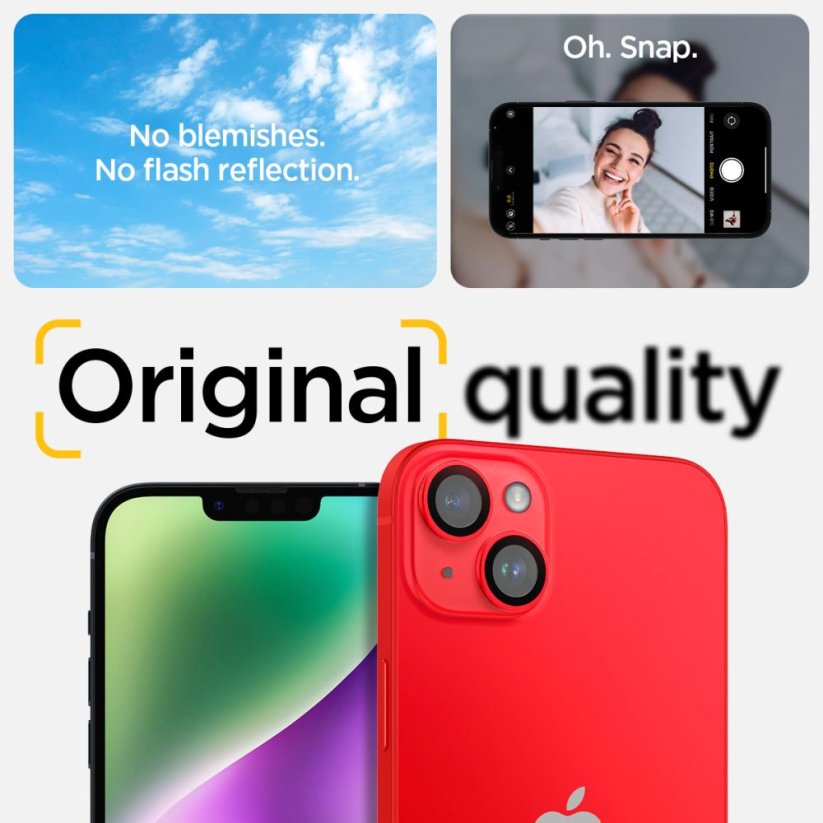 Ochranné sklo zadnej kamery Spigen Optik.Tr ”Ez Fit” Camera Protector 2-Pack iPhone 14 / 14 Plus / 15 / 15 Plus Red