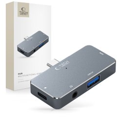 HUB rozbočovač Tech-Protect V6-Hub Adapter 4In1 Grey