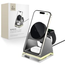 Bezdrôtová nabíjačka Tech-Protect Qi15W-A43 3v1 Magnetic Magsafe Wireless Charger Black