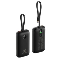 Kábel Veger Powerbank 10000 mAh With Built-In Cables Type C / Lightning Pd Qc3.0 35W K1 (W1188) Black