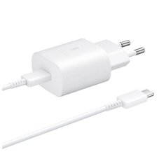 EP-TA800EWE + EP-DA705BWE Samsung 25W cestovná nabíjačka + USB-C/USB-C dátový kábel White (Service Pack - originálny diel)