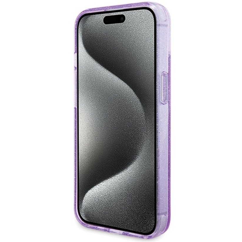 Kryt Original Faceplate Case Guess Guhmp15Shrsgsu iPhone 15 (s MagSafe / Glitter Script Logo / Ring Stand / Purple)