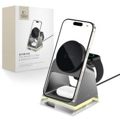 Bezdrôtová nabíjačka Tech-Protect Qi15W-A43 3v1 Magnetic Magsafe Wireless Charger Black