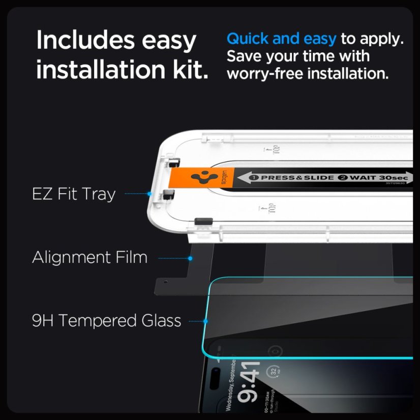 Ochranné tvrdené sklo Spigen Glas.Tr ”Ez Fit” iPhone 15 Plus / 16 Plus Privacy