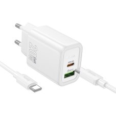 Kábel Hoco Wall Charger USB A + Type C + Cable Type C to Type C Pd Qc3.0 3A 20W N61 White