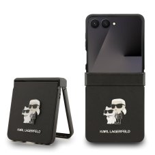 Karl Lagerfeld PU Saffiano Karl and Choupette zadný kryt pre Samsung Galaxy Z Flip 7 Black