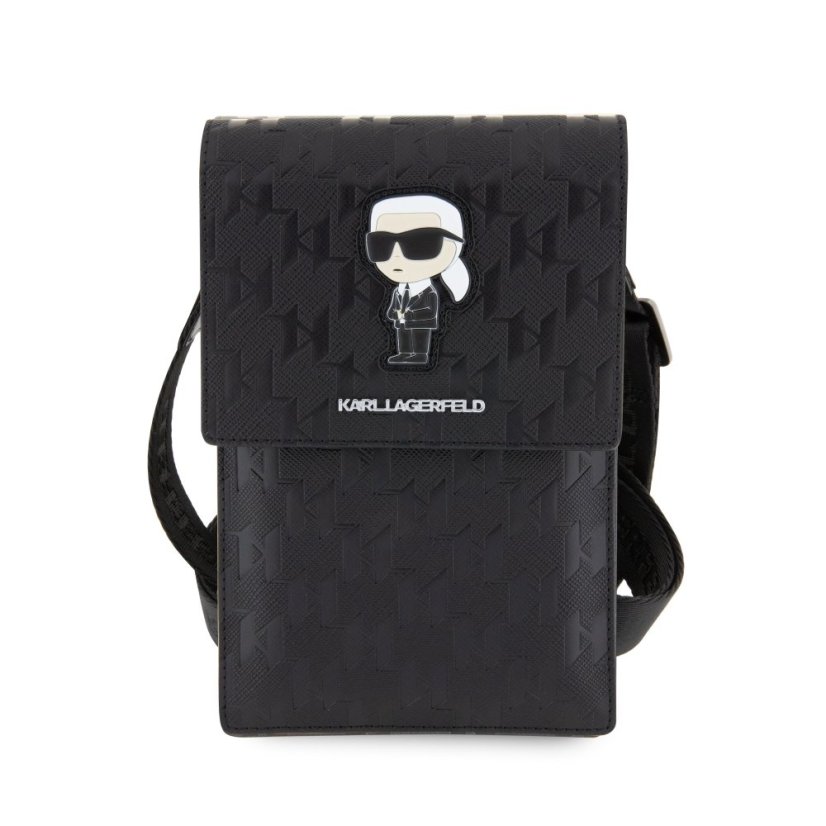 Karl Lagerfeld Saffiano Monogram Ikonik NFT telefon táska Black