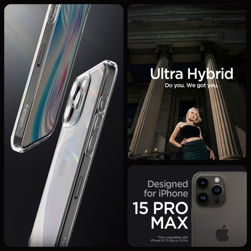 Kryt Spigen Ultra Hybrid iPhone 15 Pro Max Crystal Clear