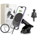 Držiak do auta Tech-Protect mm15W-V1 Magnetic Magsafe Dashboard & Vent Car Mount Wireless Charger 15W Black