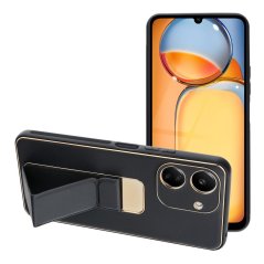 Kryt Leather Case Kickstand Xiaomi Redmi 13C / Poco C65 Black Kryt Leather Case Kickstand Xiaomi Redmi 13C / Poco C65 Black