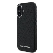 Karl Lagerfeld Grained PU Repeated Logo MagSafe zadný kryt pre iPhone 16 Black