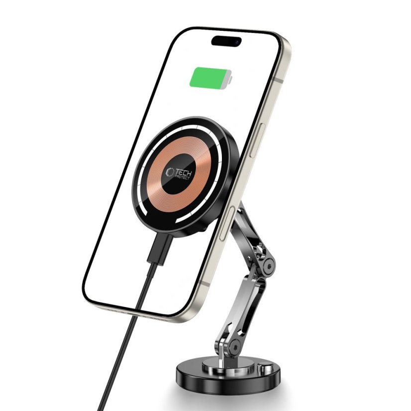 Držiak do auta Tech-Protect mm15W-V8 Magnetic Magsafe Dashboard Car Mount Wireless Charger 15W Black