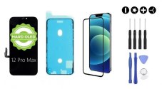 MULTIPACK - Čierny OLED displej iPhone 12 Pro Max + lepka pod displej + 3D ochranné sklo + sada náradia