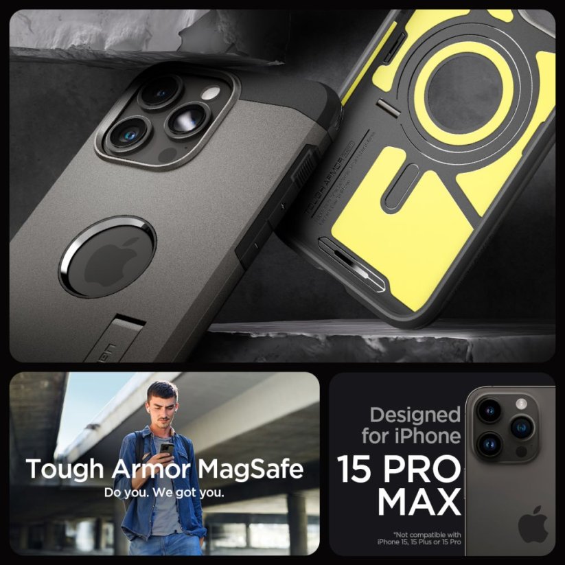 Kryt Spigen Tough Armor Mag Magsafe iPhone 15 Pro Max Gunmetal