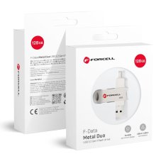 Pamäťová karta Pendrive 128Gb USB 3.2 Gen 1 (USB A / USB C) Forcell F-Data Metal Duo Silver Pamäťová karta Pendrive 128Gb USB 3.2 Gen 1 (USB A / USB C) Forcell F-Data Metal Duo Silver