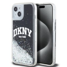 DKNY Liquid Glitter Arch Logo zadný kryt pre iPhone 14 Black