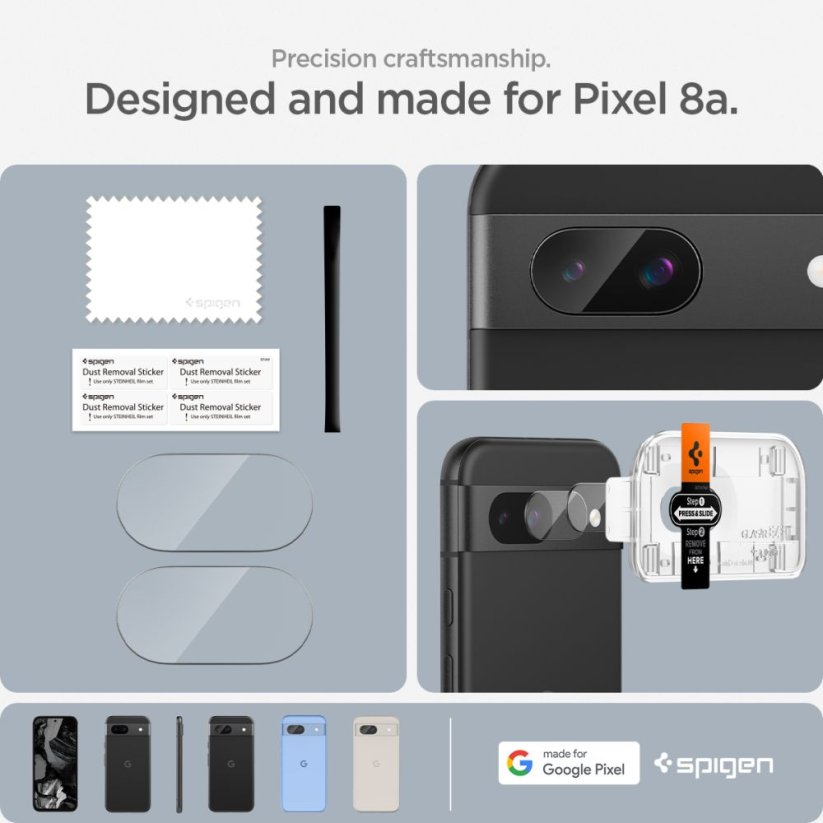 Ochranné sklo zadnej kamery Spigen Optik.Tr ”Ez Fit” Camera Protector 2-Pack Google Pixel 8A Clear