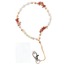 Happy Phone Lanyard, Phone Pendant / Cord Length 44cm (22cm In The Loop) / On Hand - Orange