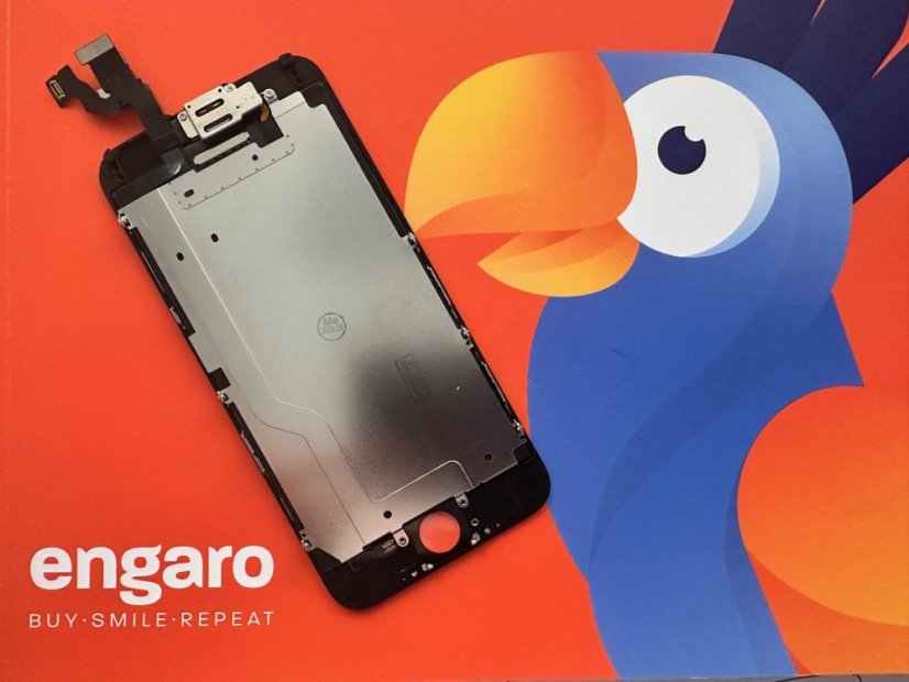 ORIGINÁLIS fekete LCD kijelzős iPhone 6 (elülső kamerával + közelségérzékelővel OEM) - home gomb nélkül